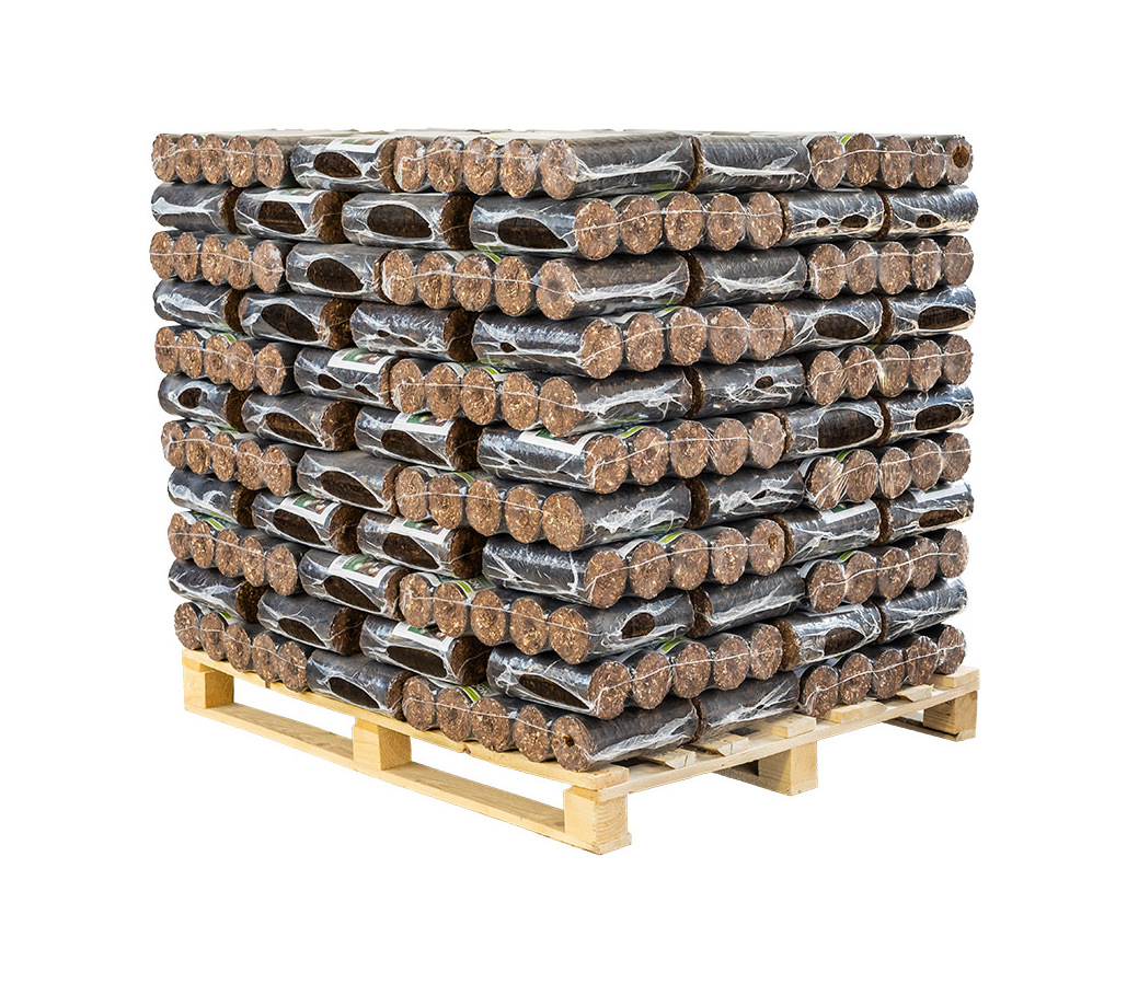 BIOMAC_Rindenbriketts_Palette BIOMAC Rindenbriketts rund / GLUTHALTER 1000kg Palette – Bild 1