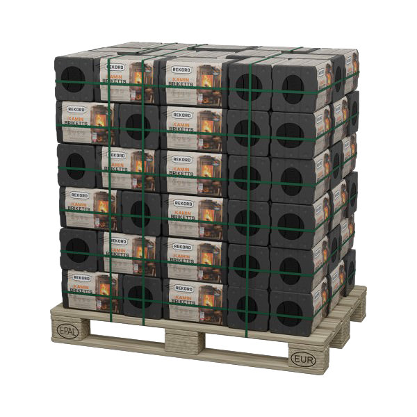 Rekord-Briketts-Folie-Palette REKORD Braunkohle Briketts 900kg Palette – Bild 1
